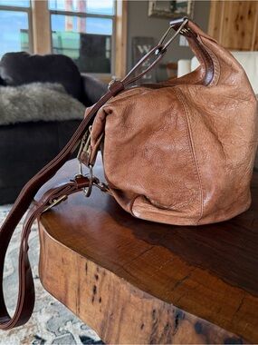Vintage Valentino Di Paolo Women's Brown Leather Bucket Bag Pack Purse Italy